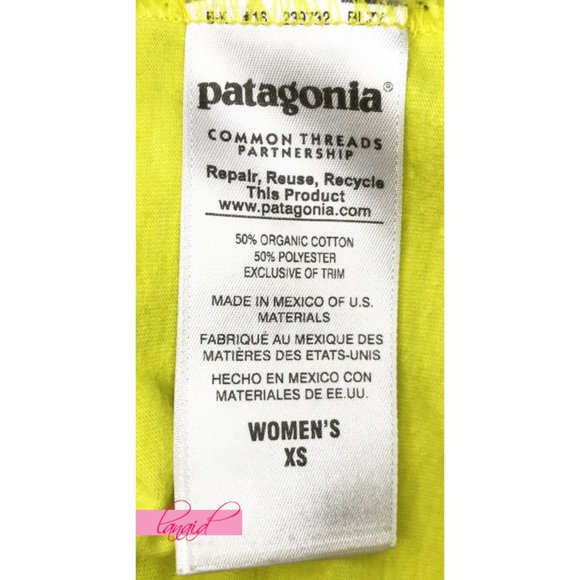 Patagonia Rivet Vintage Logo Cotton/Poly T-Shirt Yellow Distressed Organic Top - Picture 9 of 10